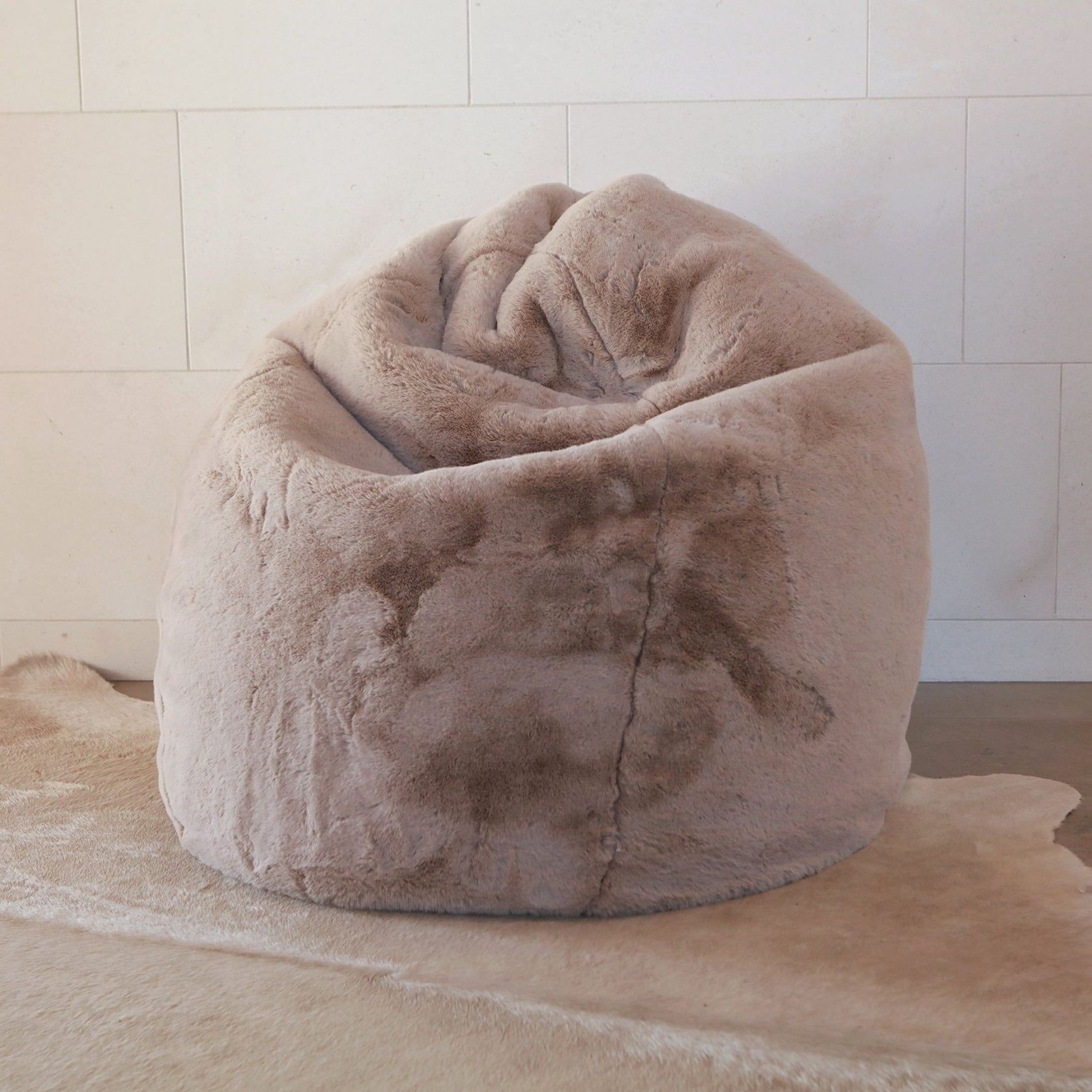 Vegan Fur Bean Bag - Pewter gallery detail image