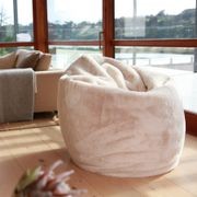 Vegan Fur Bean Bag - Cream gallery detail image