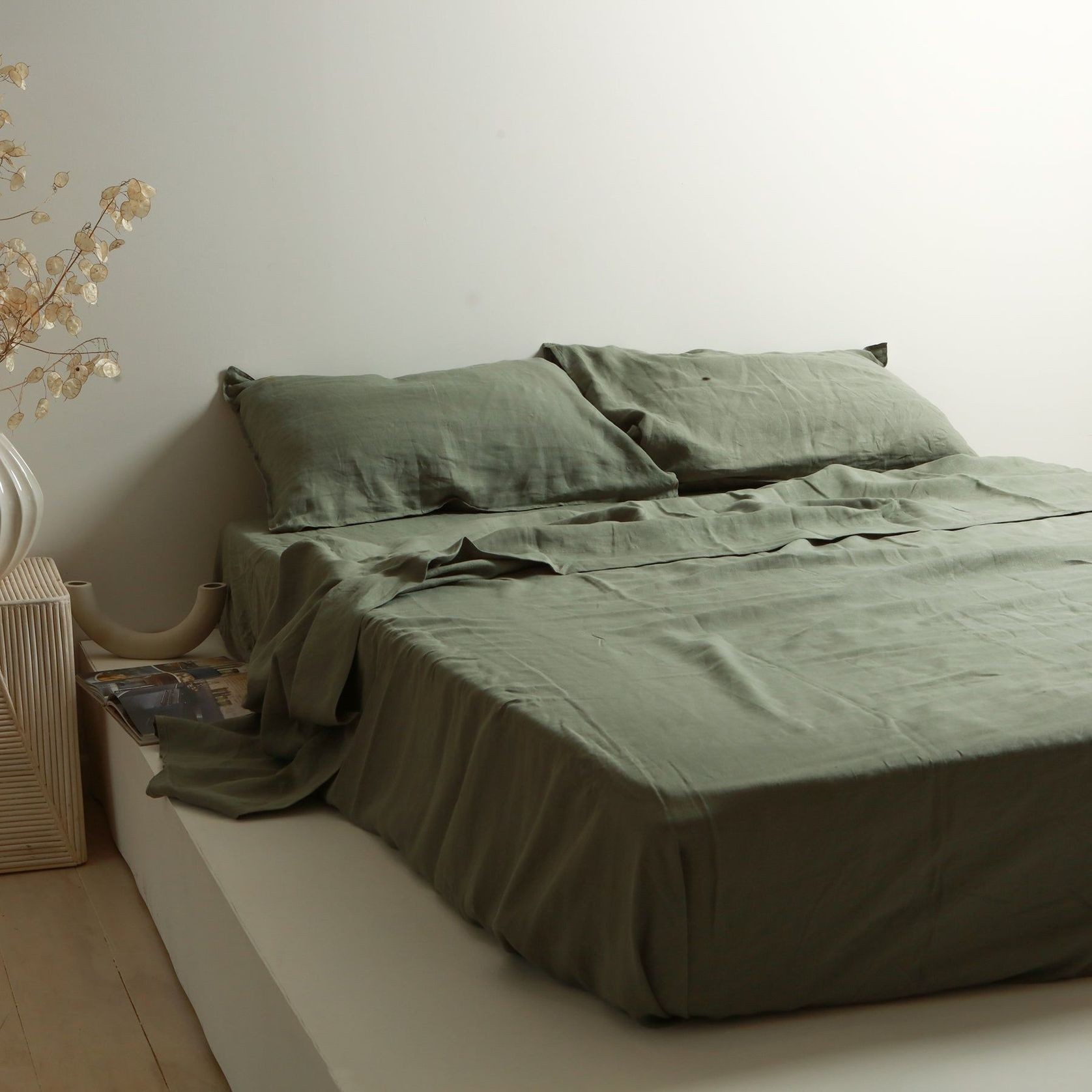 100% French Flax Linen Sheet Set - Lichen gallery detail image