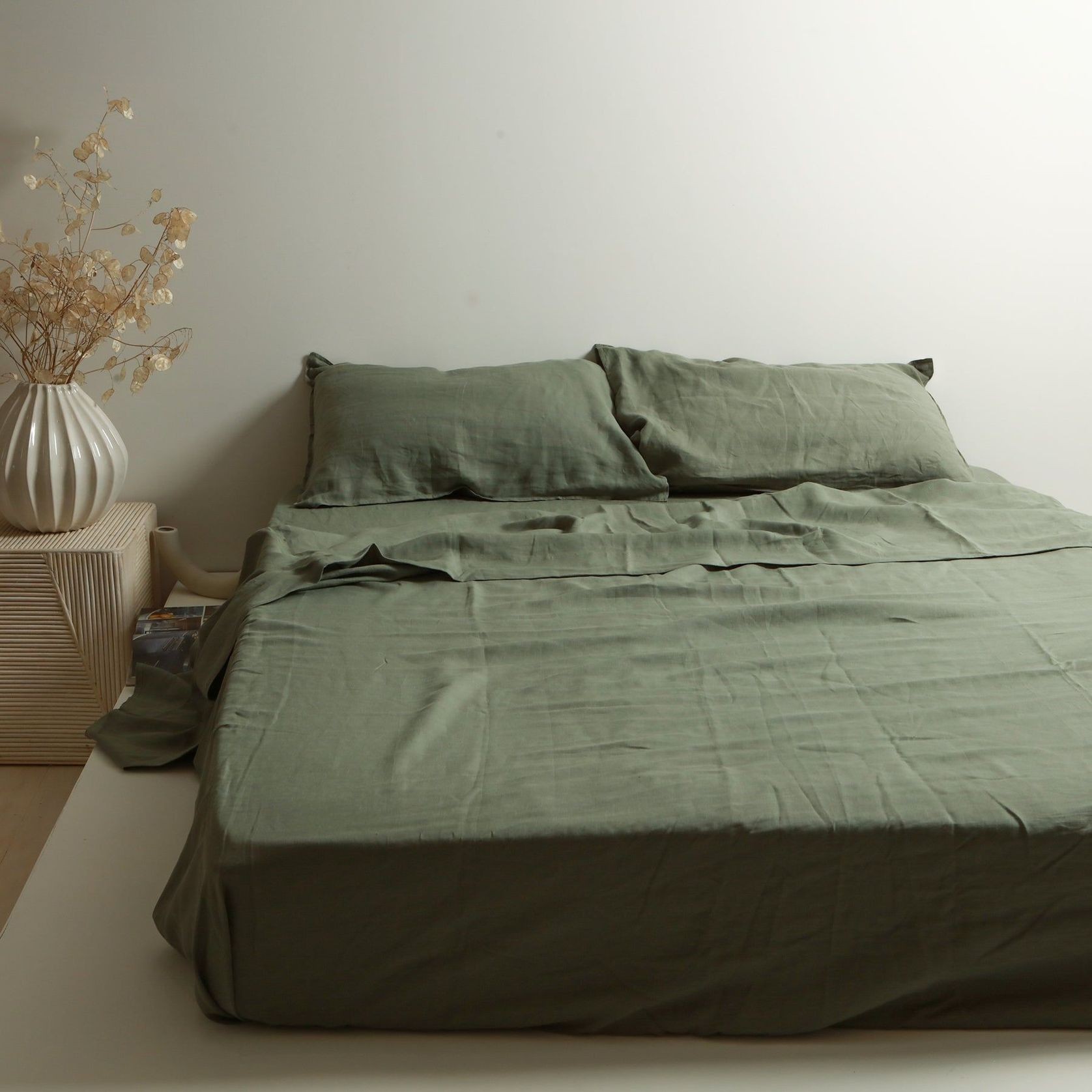 100% French Flax Linen Sheet Set - Lichen gallery detail image