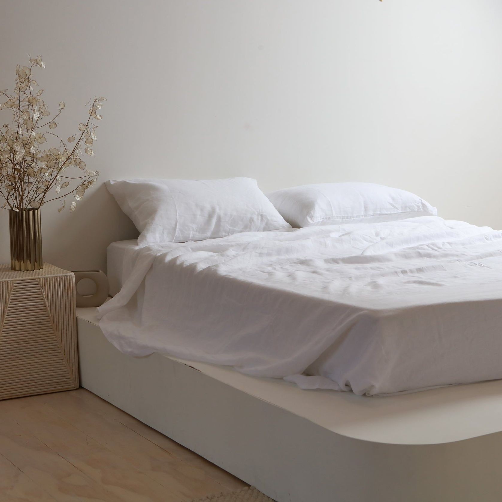 100% French Flax Linen Sheet Set- White gallery detail image