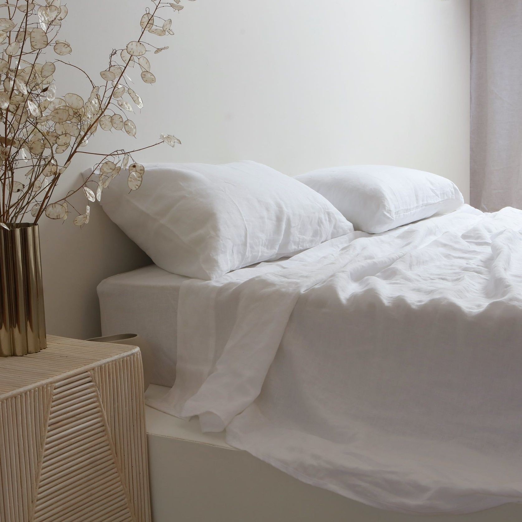 100% French Flax Linen Sheet Set- White gallery detail image