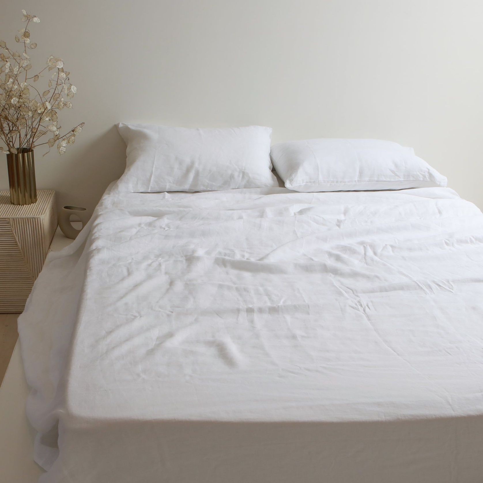 100% French Flax Linen Sheet Set- White gallery detail image
