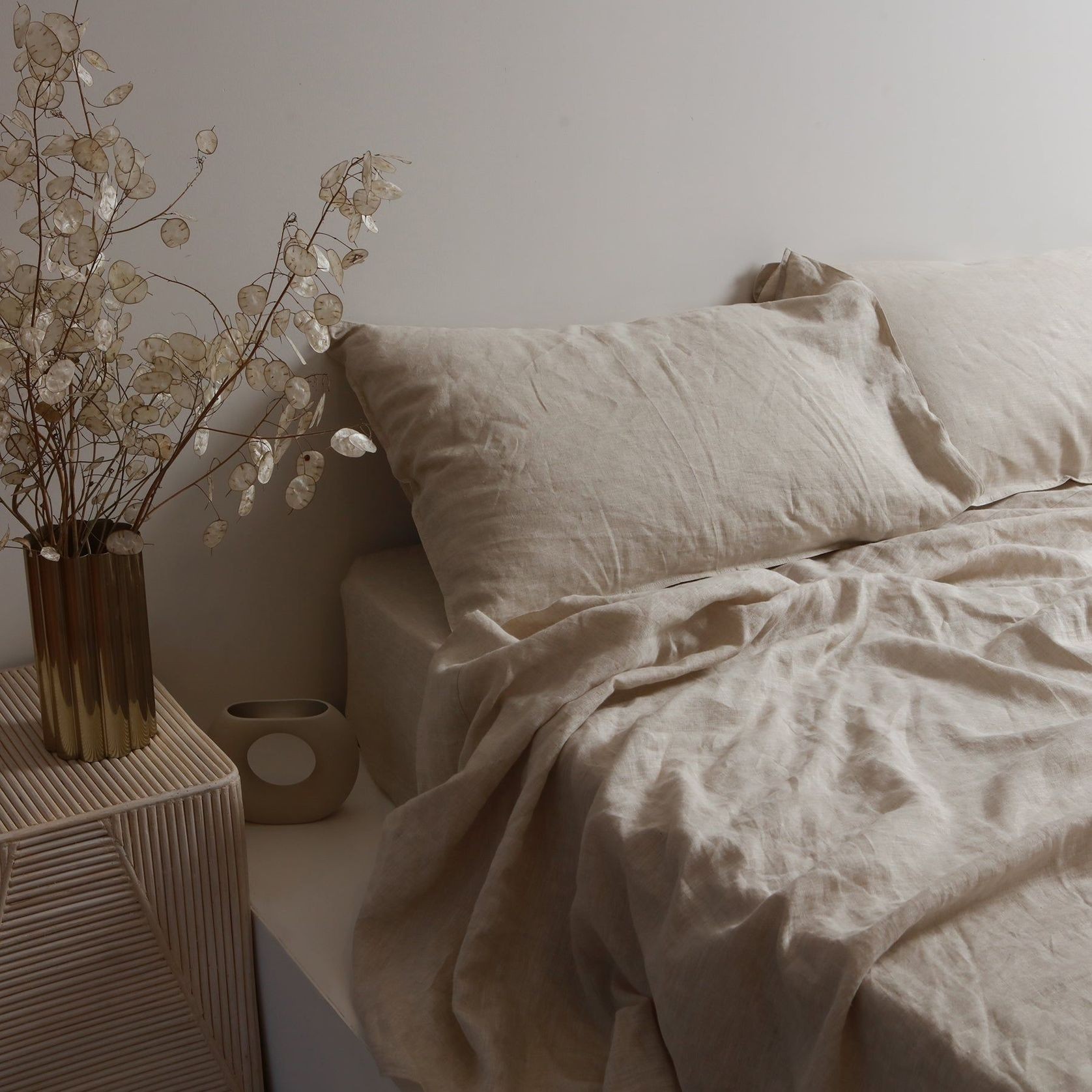 100% French Flax Linen Sheet Set - Natural Oat gallery detail image