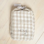 100% French Flax Linen Sheet Set Natural Gingham gallery detail image