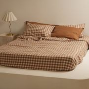 100% French Flax Linen Sheet Set - Ginger Gingham gallery detail image