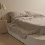 100% French Flax Linen Sheet Set - Charcoal Pinstripe gallery detail image
