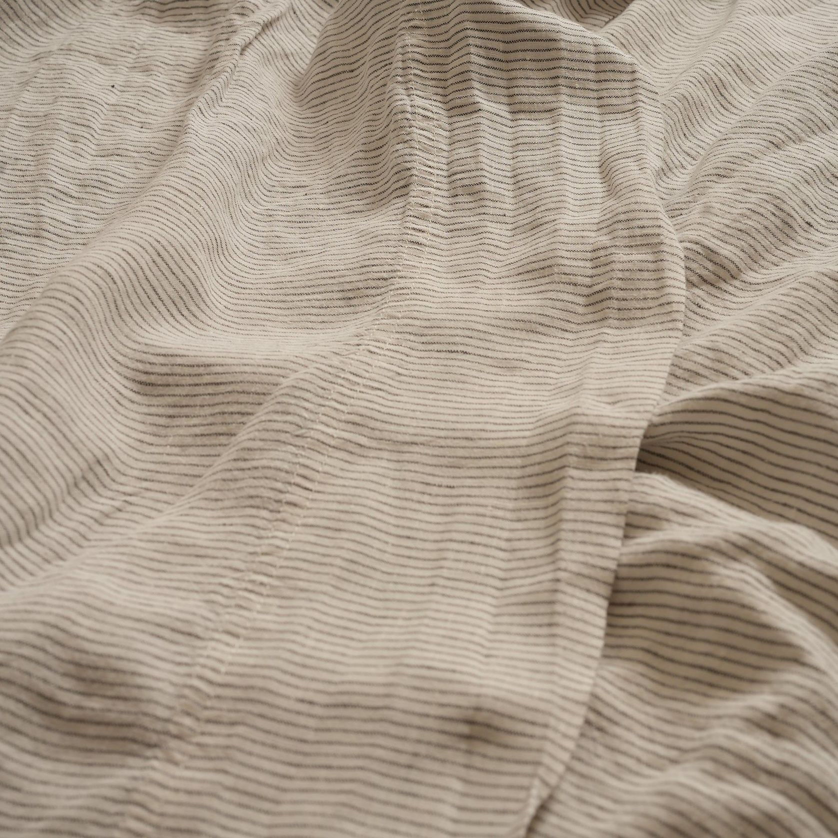 100% French Flax Linen Sheet Set - Charcoal Pinstripe gallery detail image