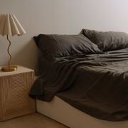 100% French Flax Linen Sheet Set- Deep Moss gallery detail image