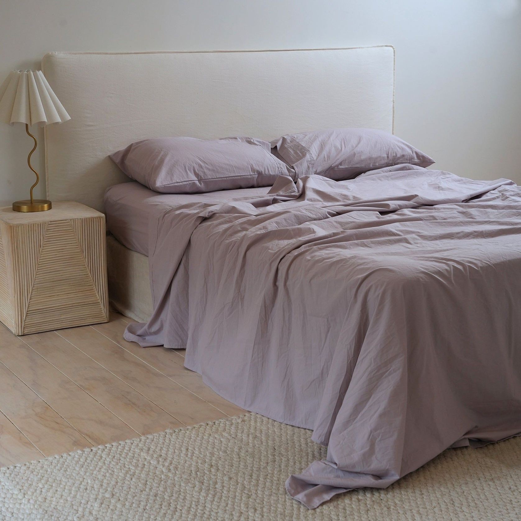 100% Stonewashed Cotton Sheet Set- Lavender gallery detail image