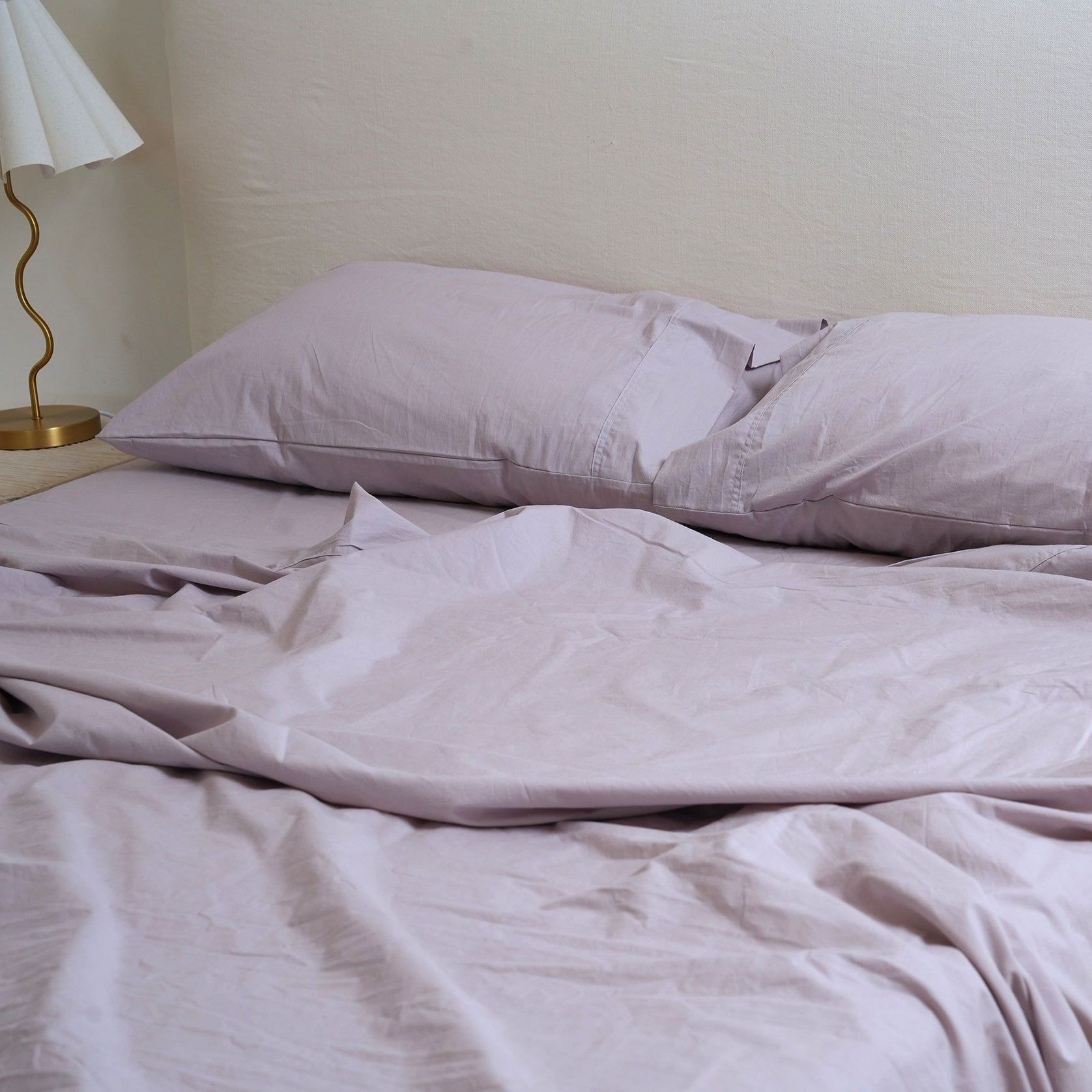100% Stonewashed Cotton Sheet Set- Lavender gallery detail image