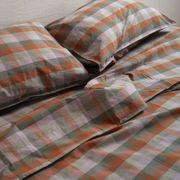 100% Stonewashed Cotton Sheet Set  | Sunset Check gallery detail image