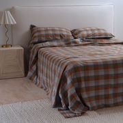 100% Stonewashed Cotton Sheet Set  | Sunset Check gallery detail image