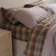 100% Stonewashed Cotton Sheet Set  | Sunset Check gallery detail image