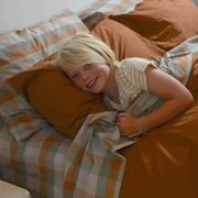 100% Stonewashed Cotton Sheet Set  | Sunset Check gallery detail image