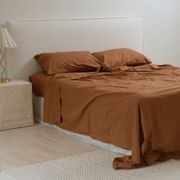 100% Stonewashed Cotton Sheet Set- Rust gallery detail image