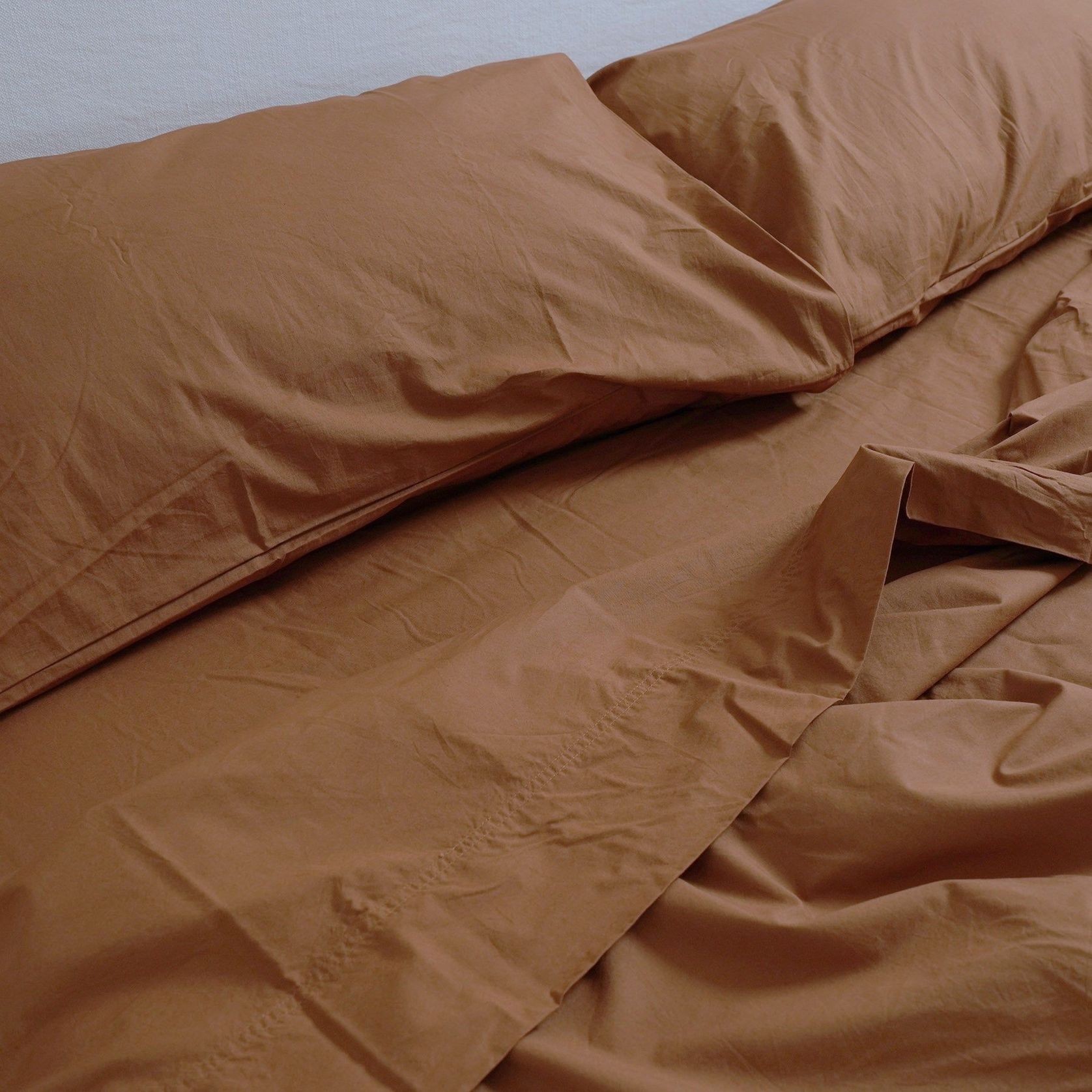 100% Stonewashed Cotton Sheet Set- Rust gallery detail image