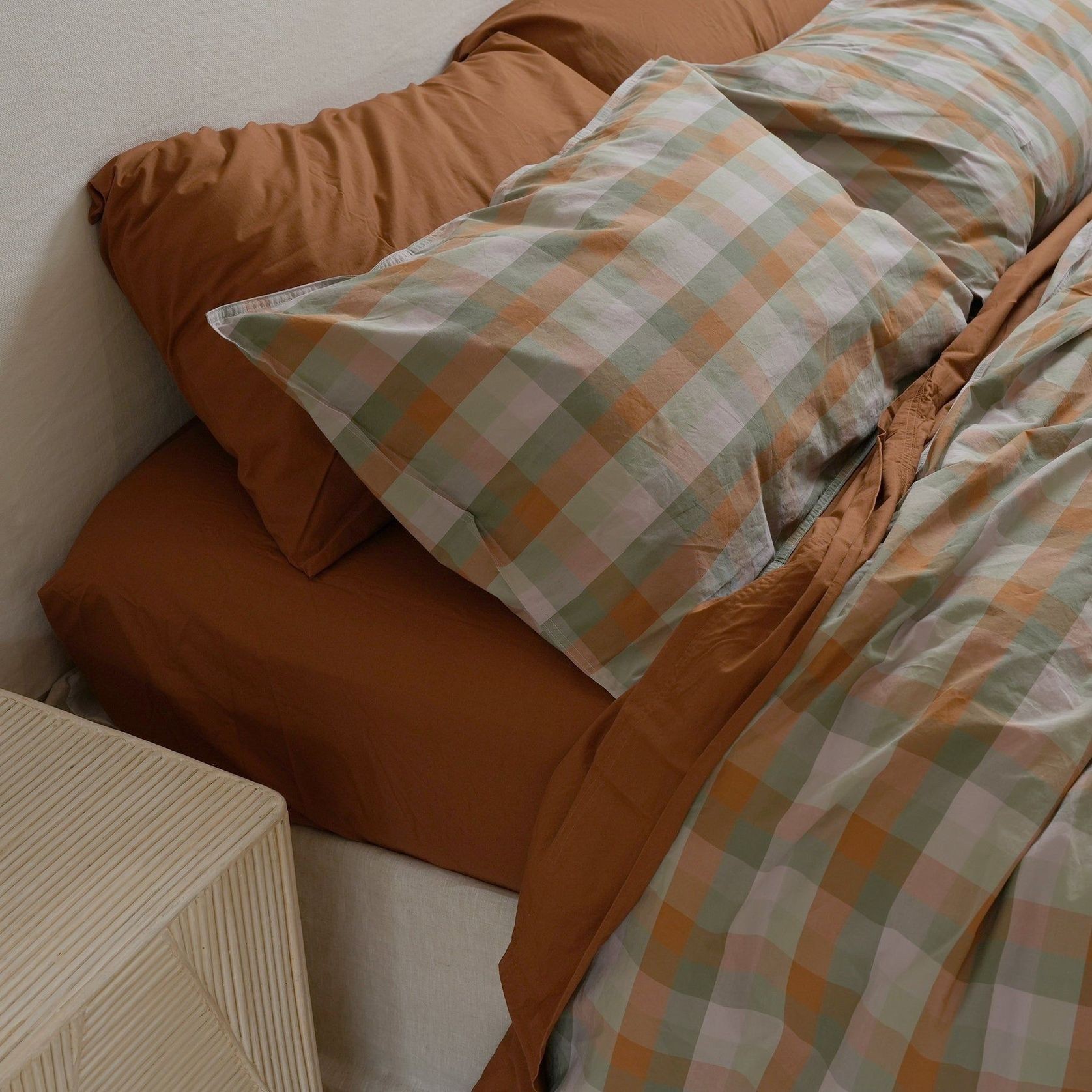 100% Stonewashed Cotton Sheet Set- Rust gallery detail image
