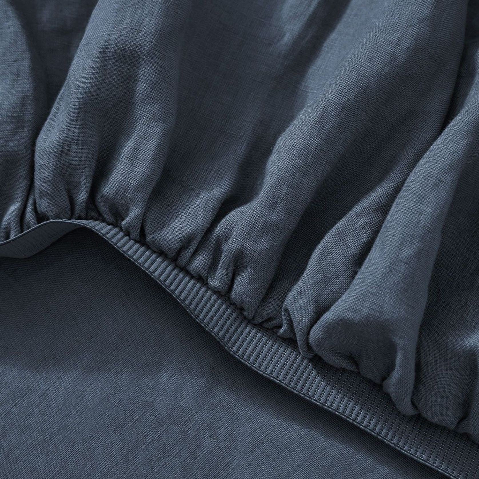 Ravello Linen Fitted Sheet - Denim | Weave Home Bed Linen gallery detail image