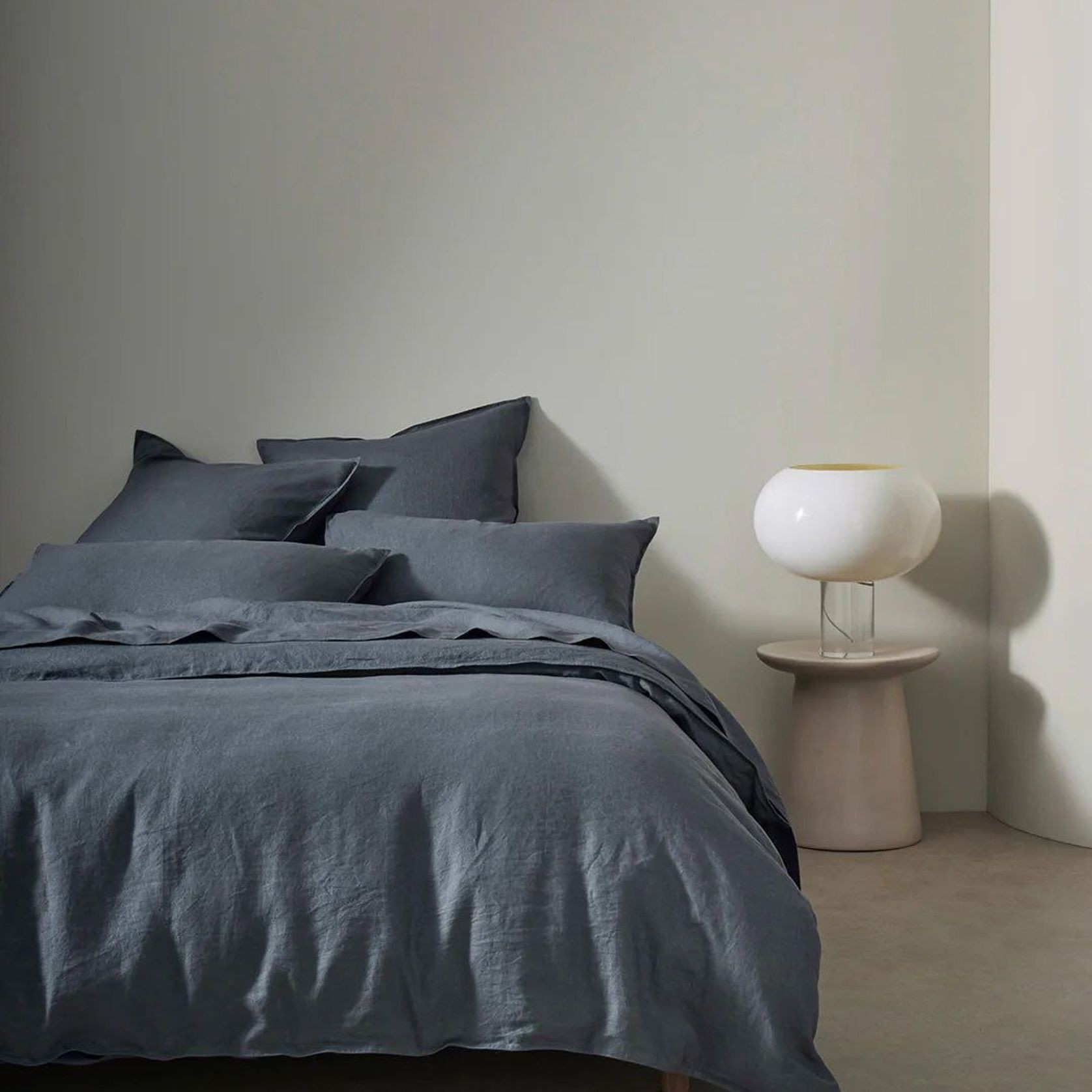 Ravello Linen Fitted Sheet - Denim | Weave Home Bed Linen gallery detail image