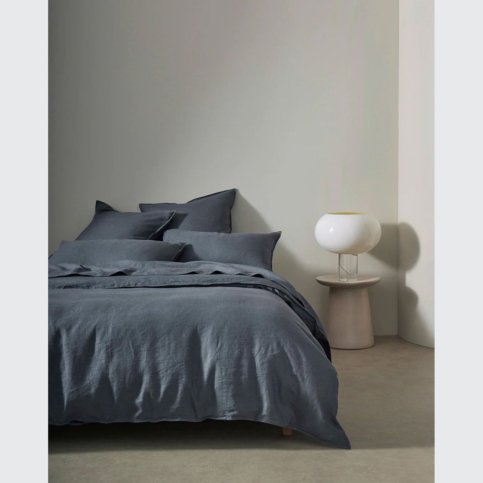 Ravello Linen Fitted Sheet - Denim | Weave Home Bed Linen gallery detail image