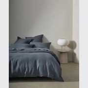 Ravello Linen Fitted Sheet - Denim | Weave Home Bed Linen gallery detail image