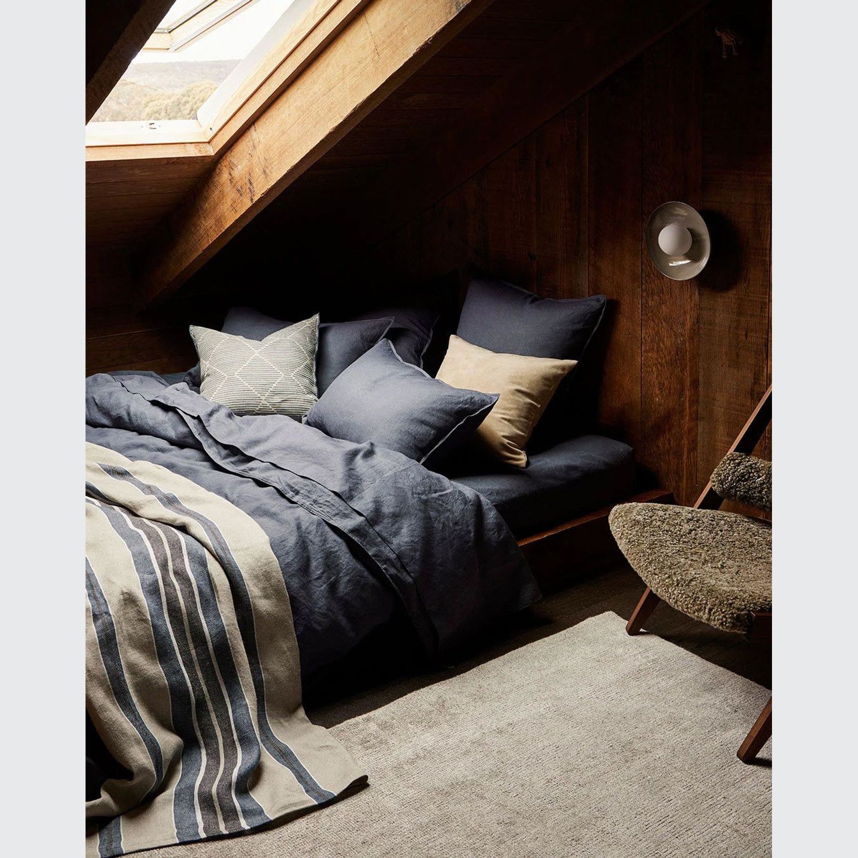 Ravello Linen Flat Sheet - Denim | Weave Home Bed Linen gallery detail image