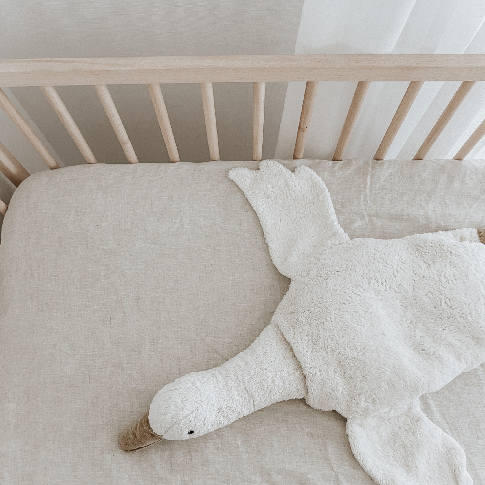 100% French Flax Linen fitted Cot Sheet- Natural Oat gallery detail image