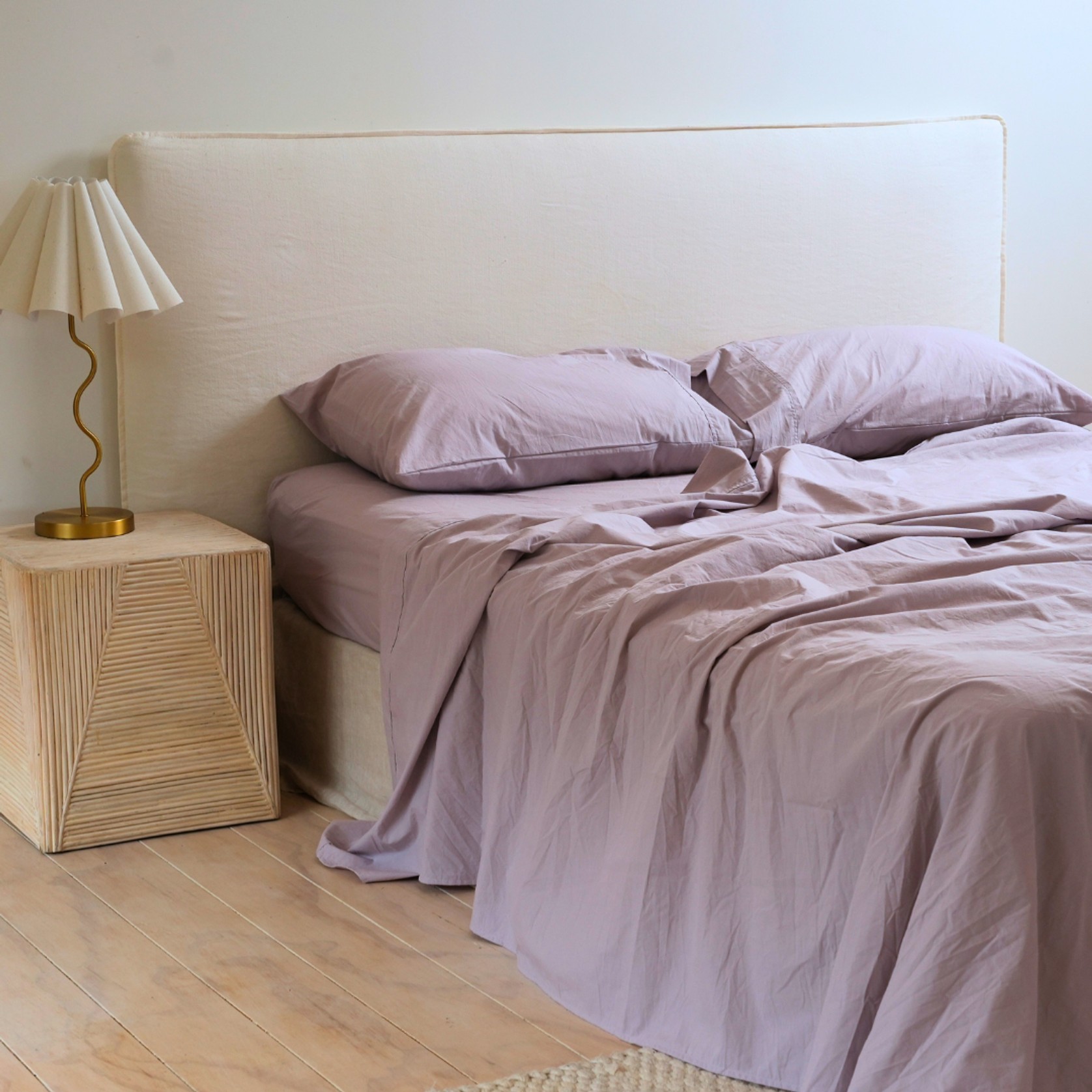 100% Stonewashed Cotton Sheet Set- Lavender gallery detail image