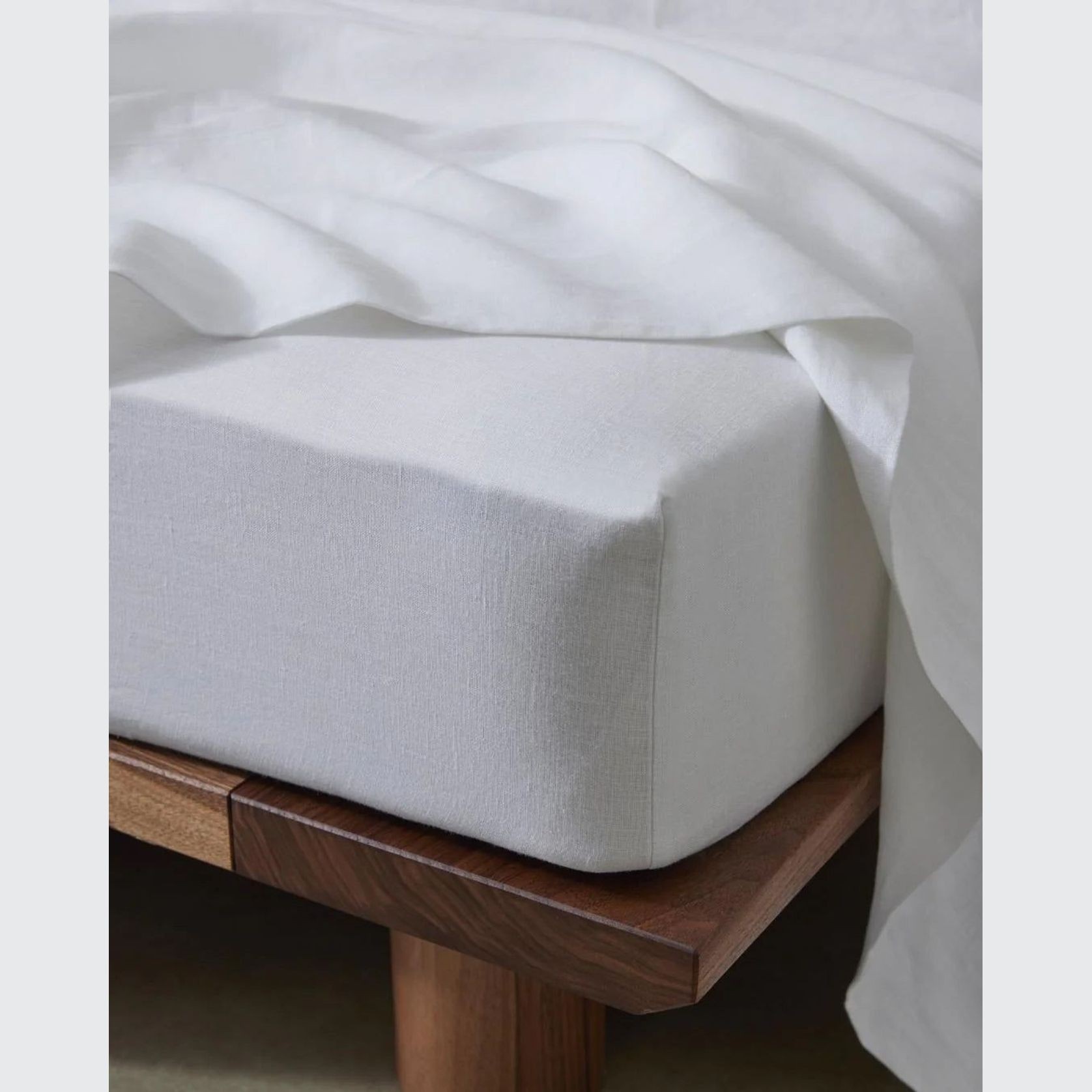 Ravello Linen Fitted Sheet - White | Weave Home Bed Linen gallery detail image