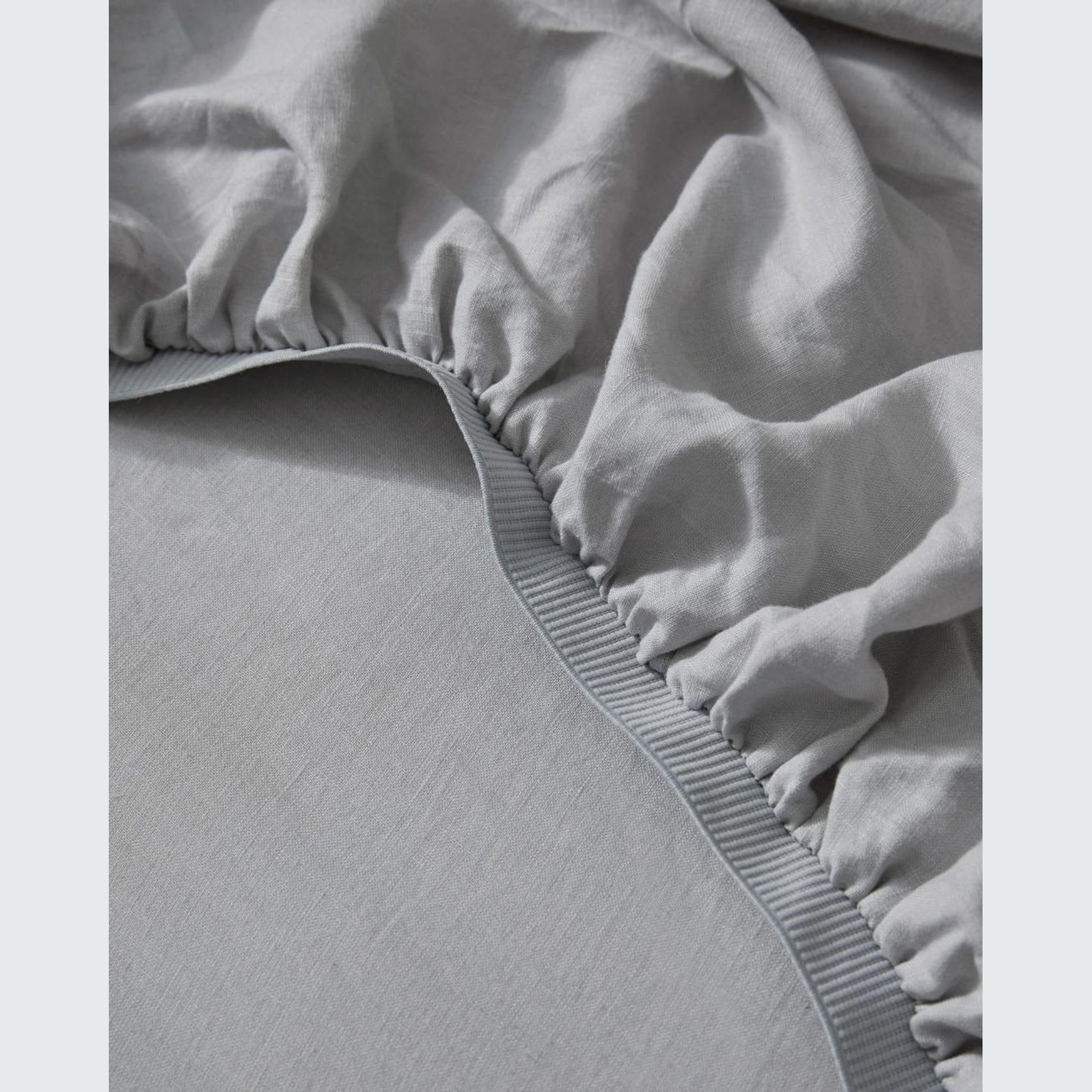 Ravello Linen Fitted Sheet - Silver | Weave Home Bed Linen gallery detail image