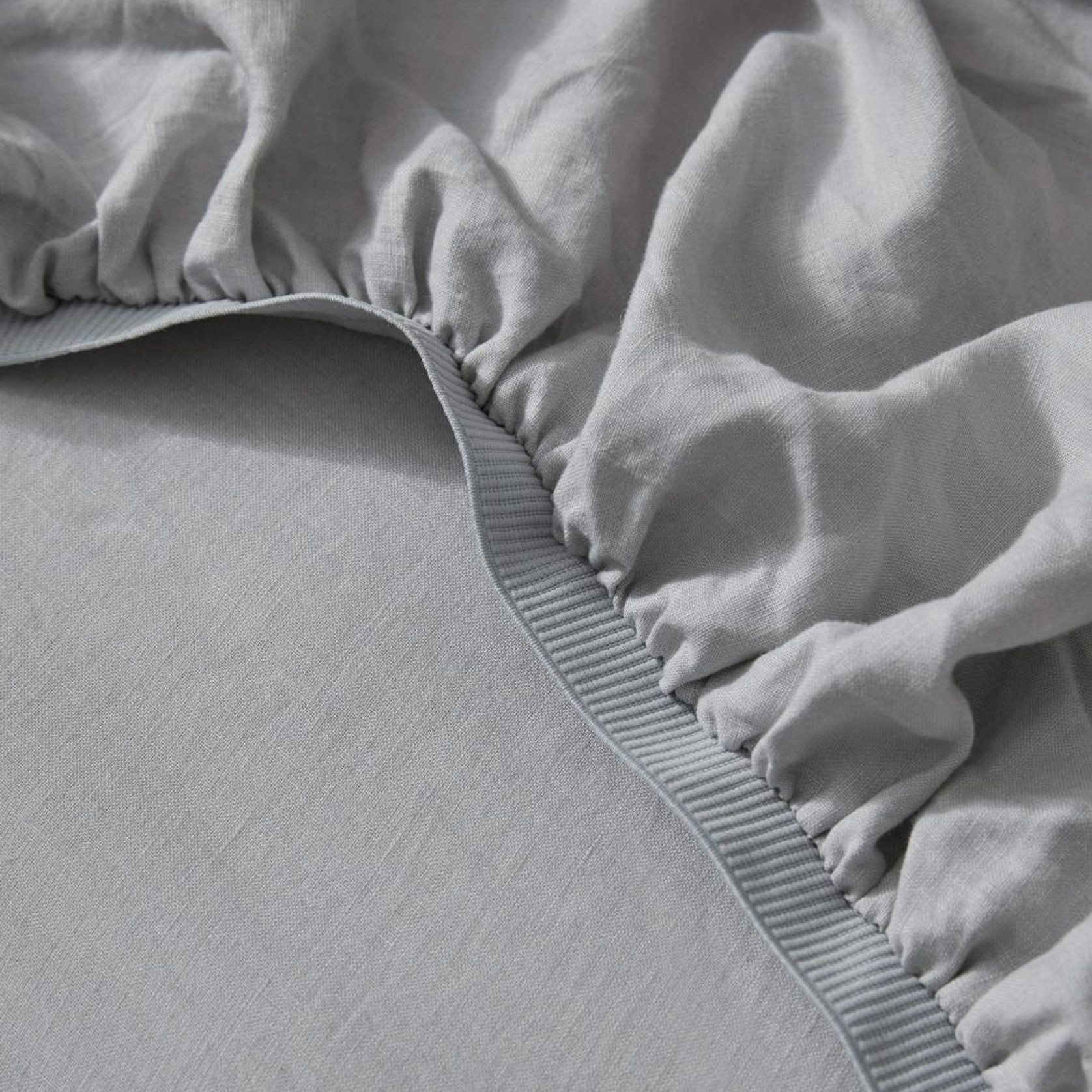 Ravello Linen Fitted Sheet - Silver | Weave Home Bed Linen gallery detail image