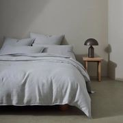 Ravello Linen Fitted Sheet - Silver | Weave Home Bed Linen gallery detail image