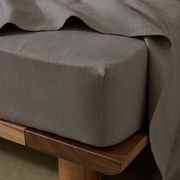 Ravello Linen Fitted Sheet - Charcoal | Weave Home Bed Linen gallery detail image