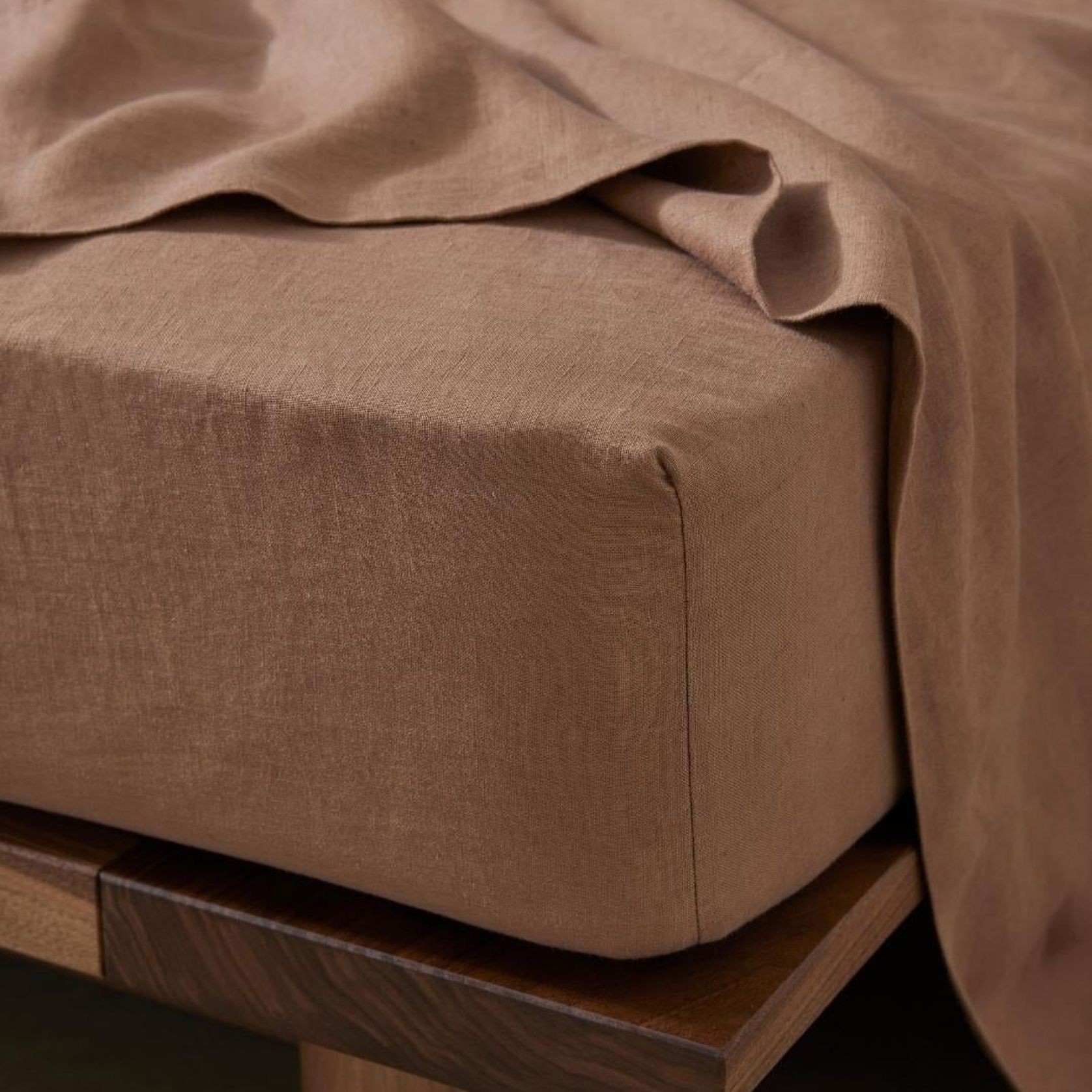 Ravello Linen Fitted Sheet - Biscuit | Weave Home Bed Linen gallery detail image
