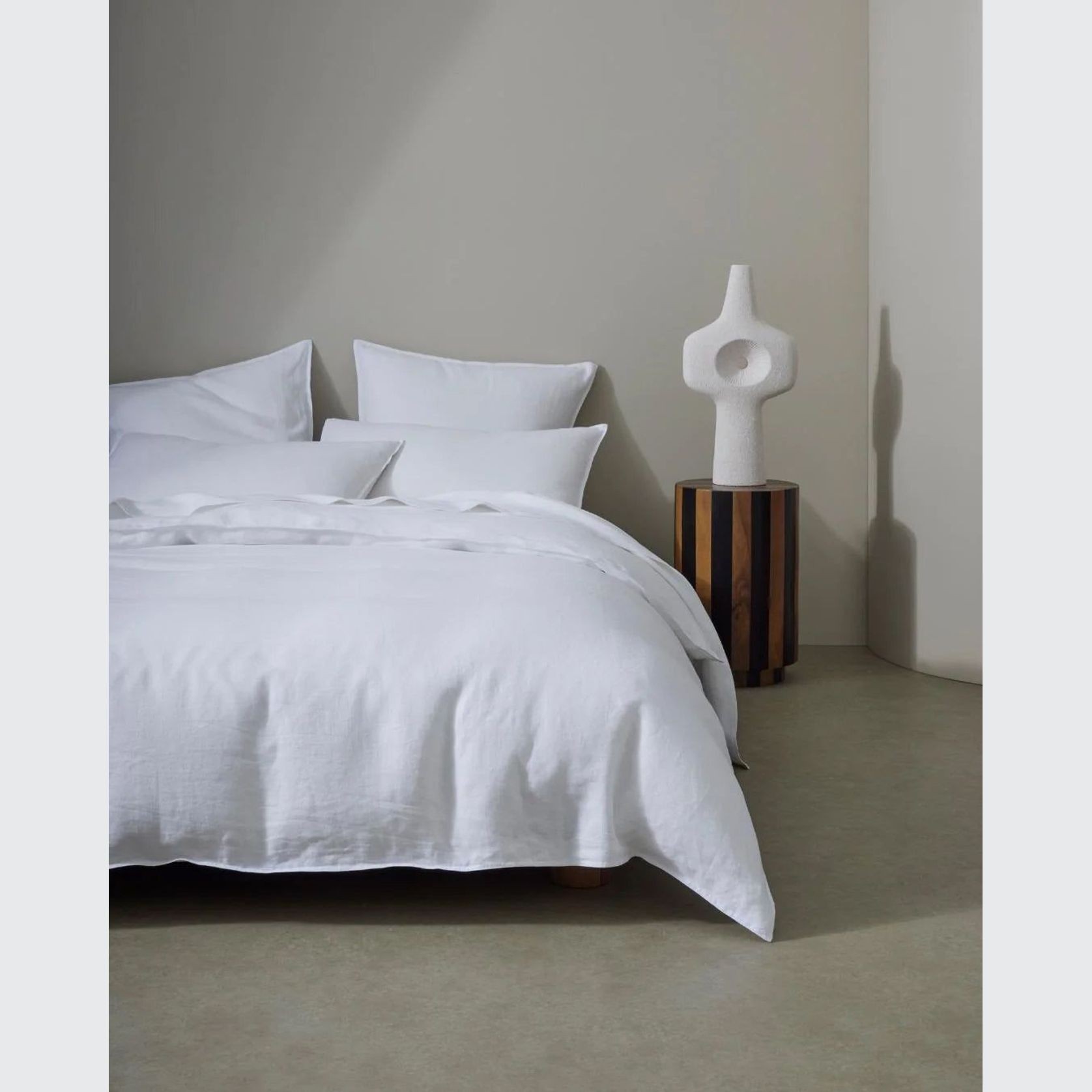 Ravello Linen Fitted Sheet - White | Weave Home Bed Linen gallery detail image
