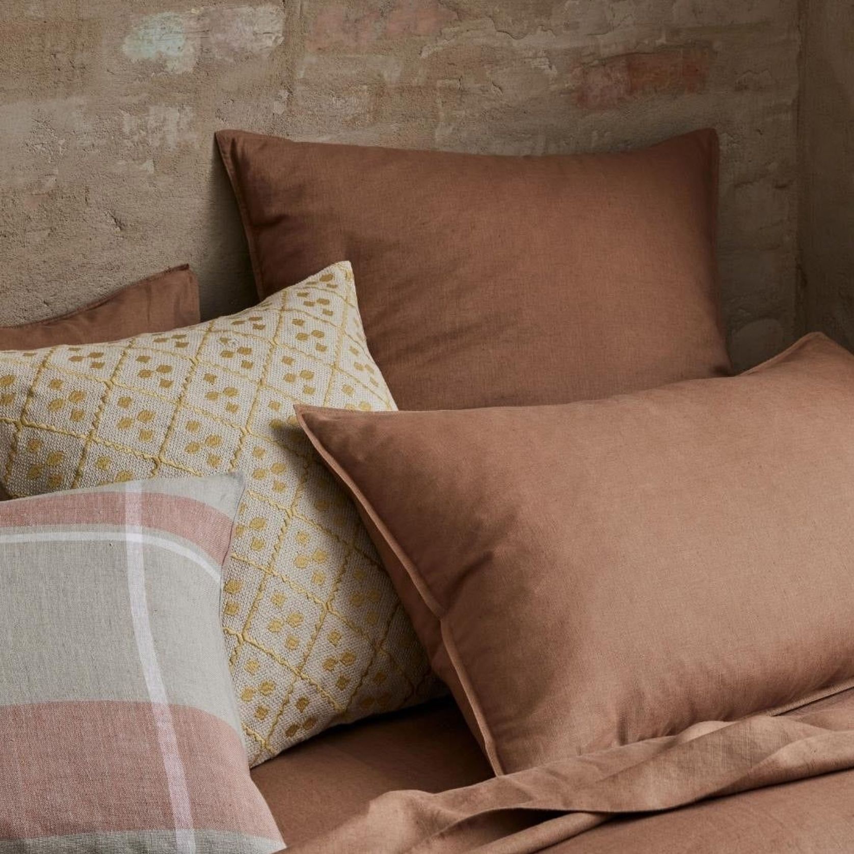 Ravello Linen Fitted Sheet - Biscuit | Weave Home Bed Linen gallery detail image