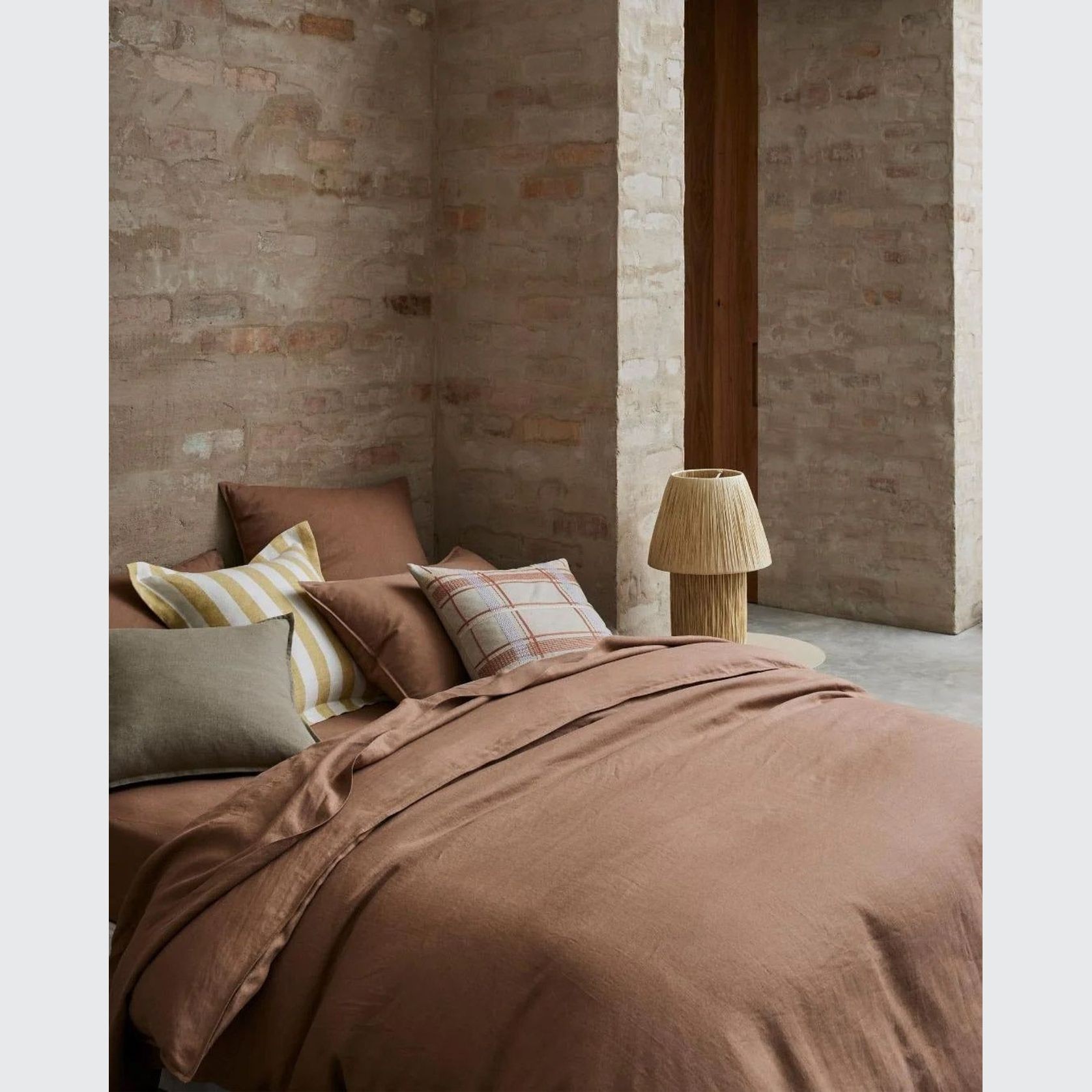 Ravello Linen Fitted Sheet - Biscuit | Weave Home Bed Linen gallery detail image