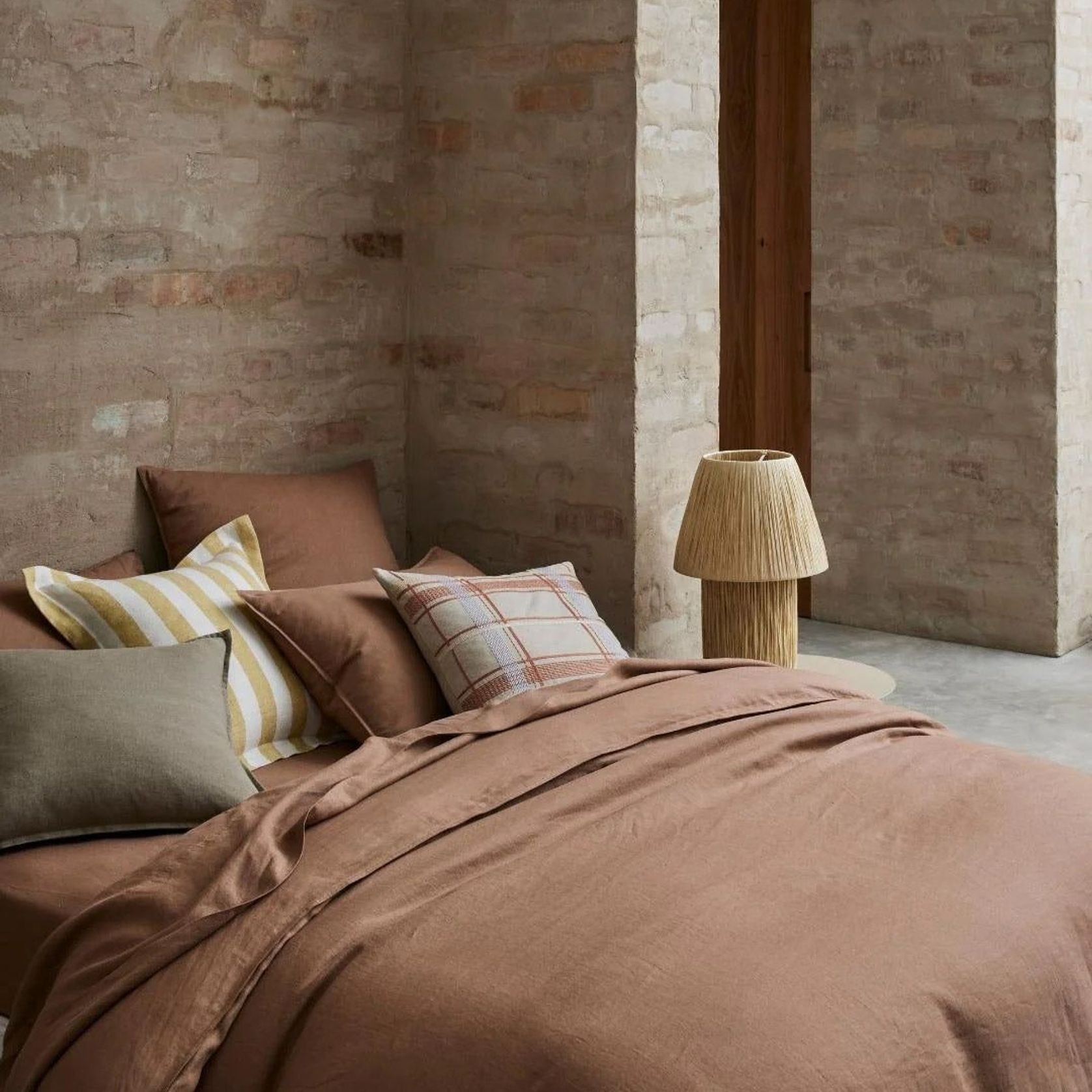 Ravello Linen Fitted Sheet - Biscuit | Weave Home Bed Linen gallery detail image