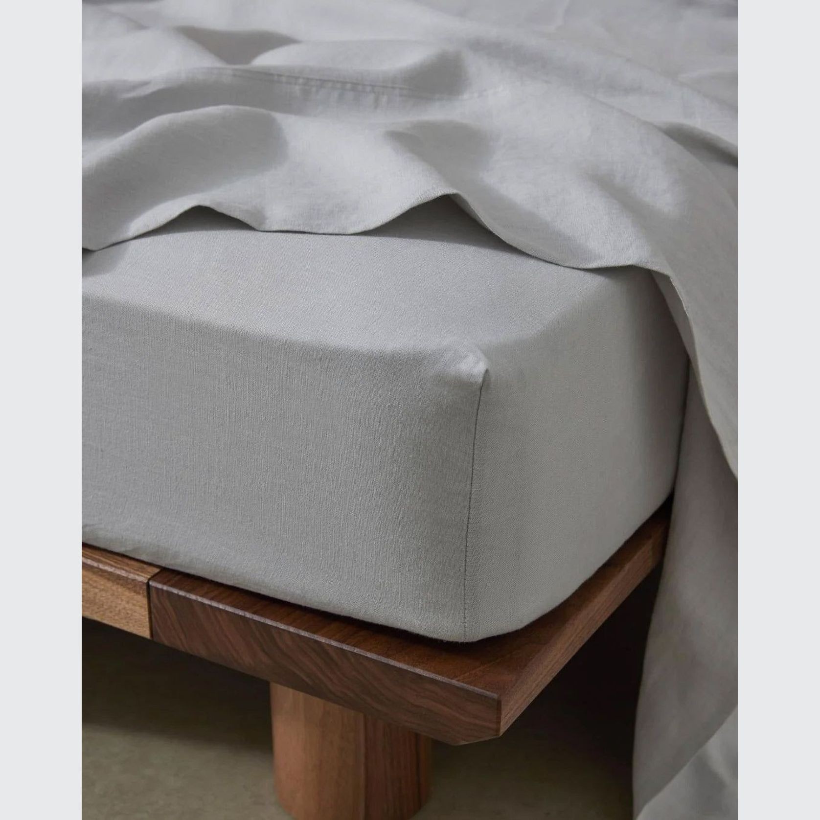 Ravello Linen Fitted Sheet - Silver | Weave Home Bed Linen gallery detail image