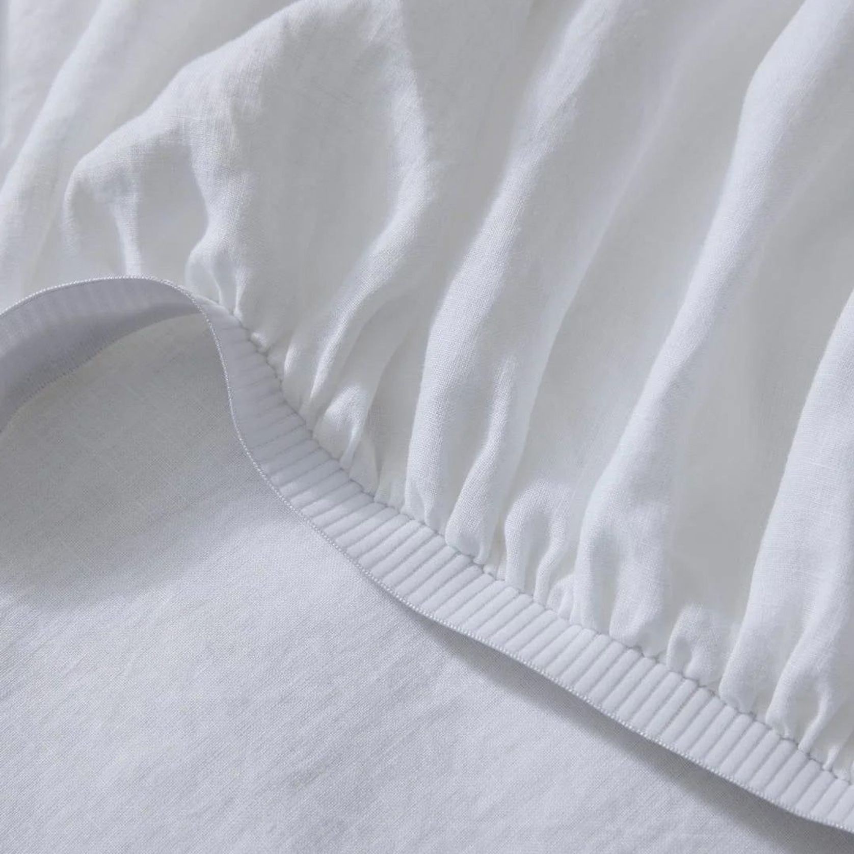 Ravello Linen Fitted Sheet - White | Weave Home Bed Linen gallery detail image