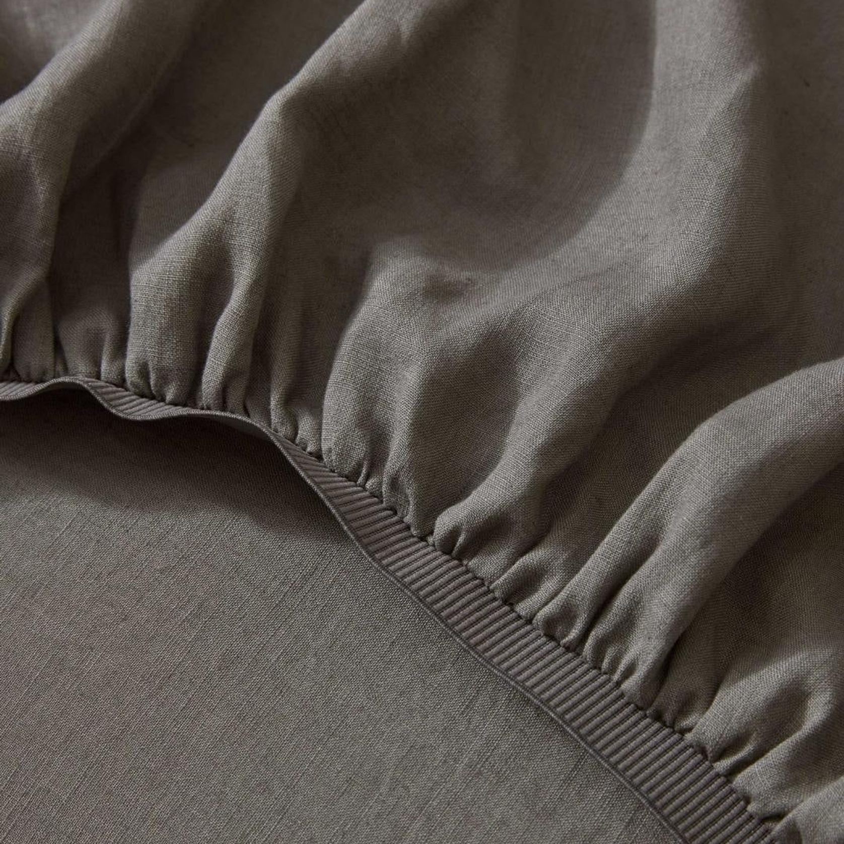 Ravello Linen Fitted Sheet - Charcoal | Weave Home Bed Linen gallery detail image