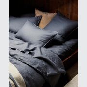 Ravello Linen Fitted Sheet - Denim | Weave Home Bed Linen gallery detail image