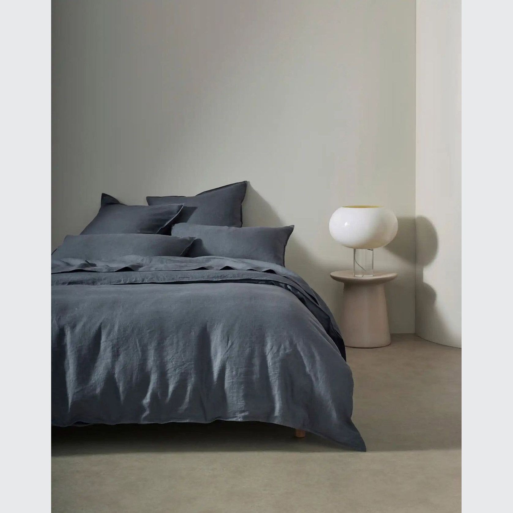 Ravello Linen Flat Sheet - Denim | Weave Home Bed Linen gallery detail image