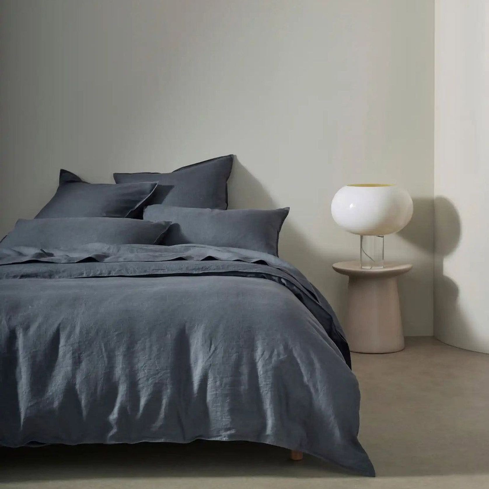 Ravello Linen Flat Sheet - Denim | Weave Home Bed Linen gallery detail image