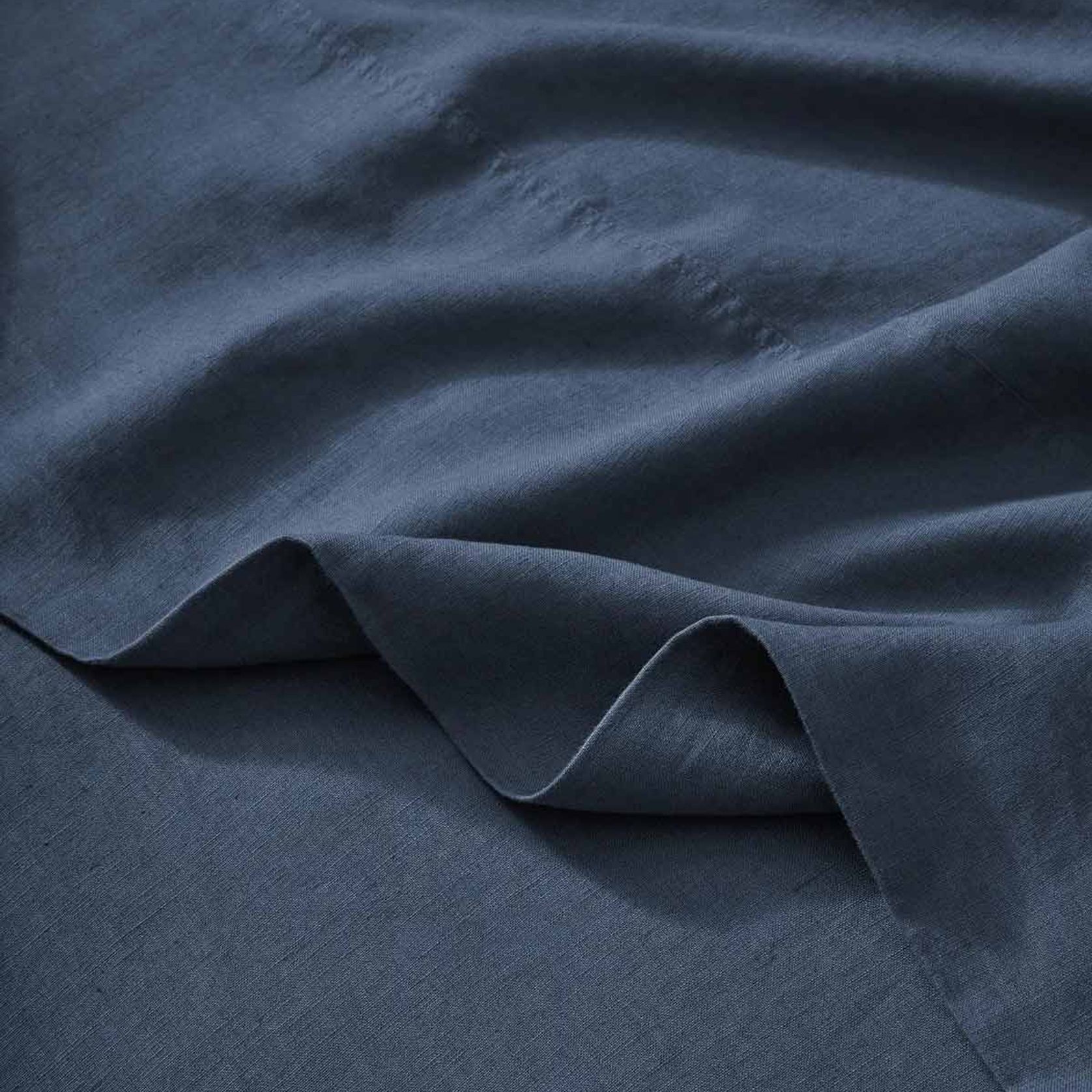 Ravello Linen Fitted Sheet - Denim | Weave Home Bed Linen gallery detail image