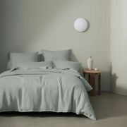 Ravello Linen Fitted Sheet - Sage | Weave Home Bed Linen gallery detail image