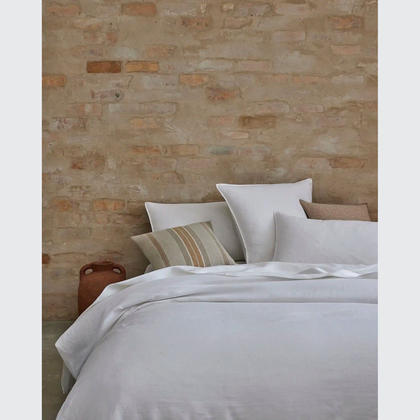 Ravello Linen Fitted Sheet - White | Weave Home Bed Linen gallery detail image