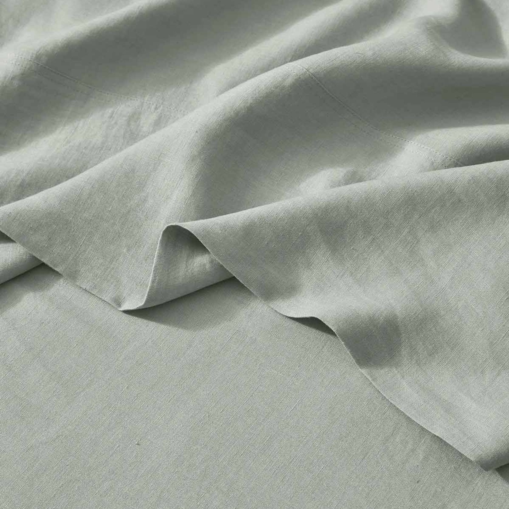 Ravello Linen Fitted Sheet - Sage  | Weave Home Bed Linen gallery detail image