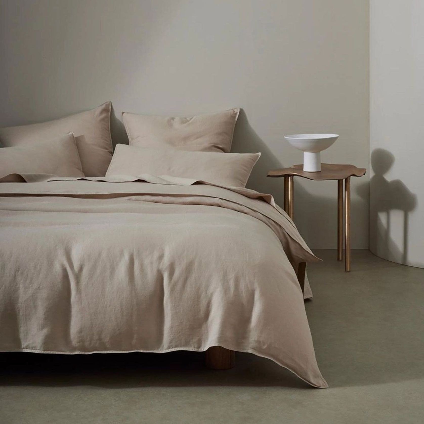 Ravello Linen Fitted Sheet - Shell | Weave Home Bed Linen gallery detail image